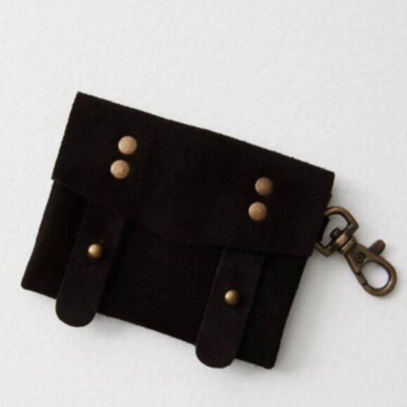 Free People Mini Eva Wallet in Black Suede NWOT - Picture 1 of 7